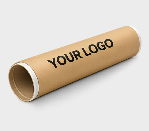 Cardboard tube with the text "YOUR LOGO" printed on its side.