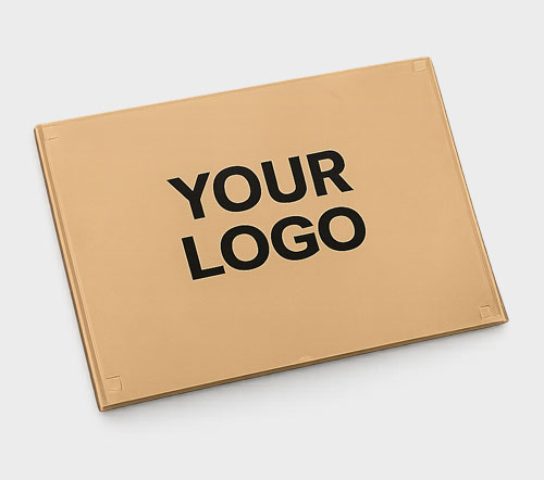 Cardboard box with "YOUR LOGO" printed on top.