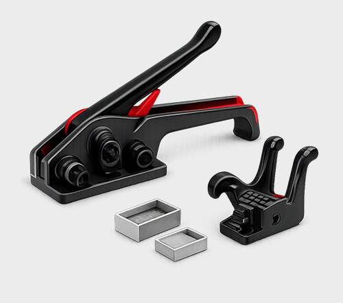 Image of strapping tensioner and buckles.