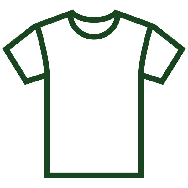 Illustration of a blank t-shirt with green outlines.