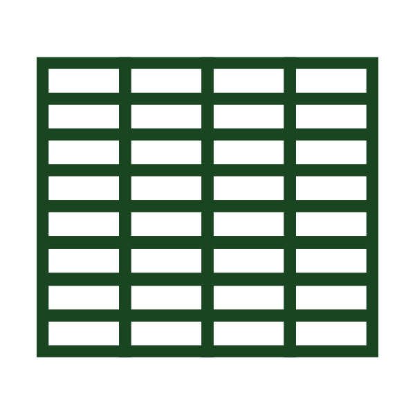 A dark green grid pattern on a white background, forming rectangular spaces.