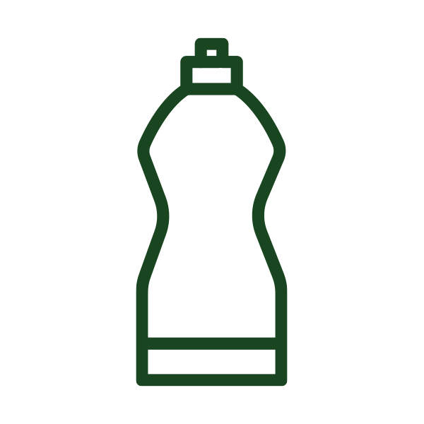 Dish Soap Icon Outline drawing of a bottle with a push-down cap.
