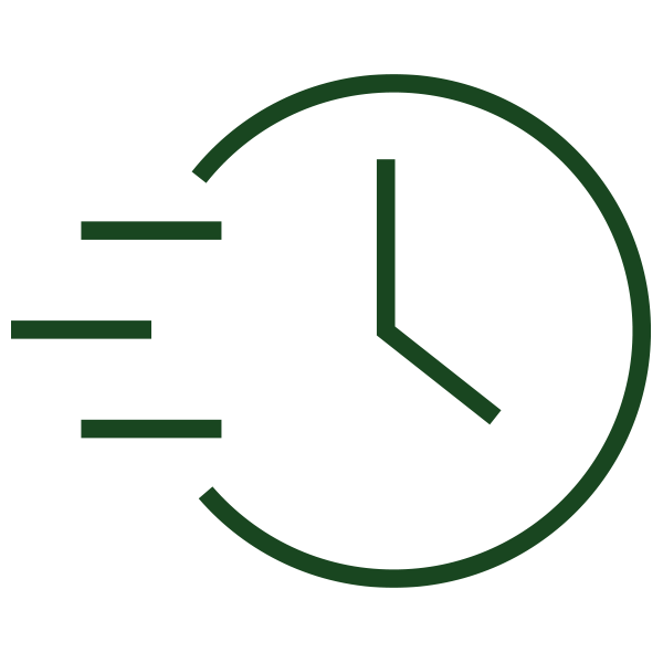 Clock icon with motion lines indicating speed.
