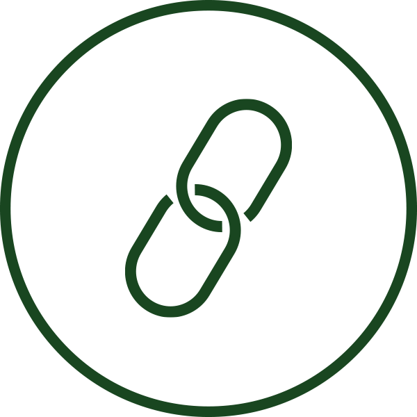 Icon of a green chain link inside a green circle.