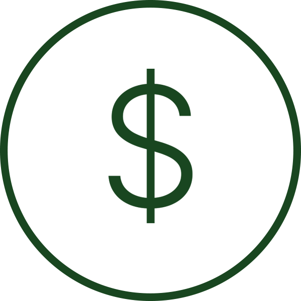 Dollar Sign Icon Dollar sign inside a circle.