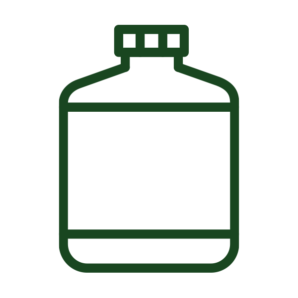 Jug Icon Outline of a bottle in dark green.