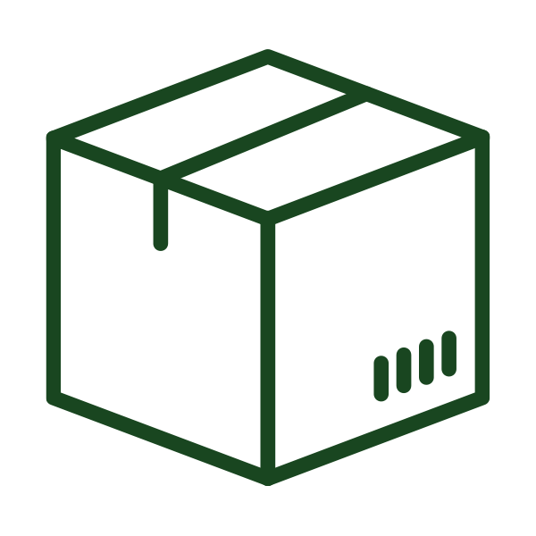 Line drawing of a green box on a white background.