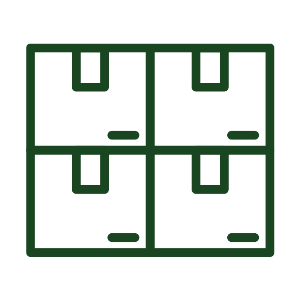 Illustration of four green-outlined boxes in a grid pattern.