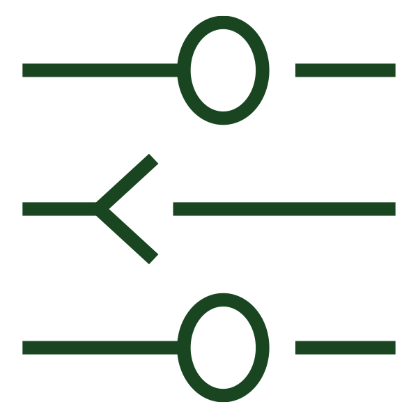 Diagram of three horizontal lines with oval shapes, resembling sliders or controls.