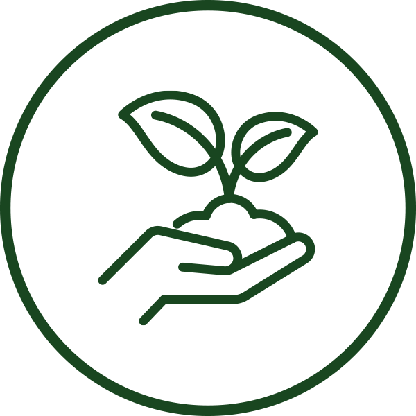 green-circle-renew A green line drawing of a hand holding soil with two sprouting leaves, enclosed in a circle.